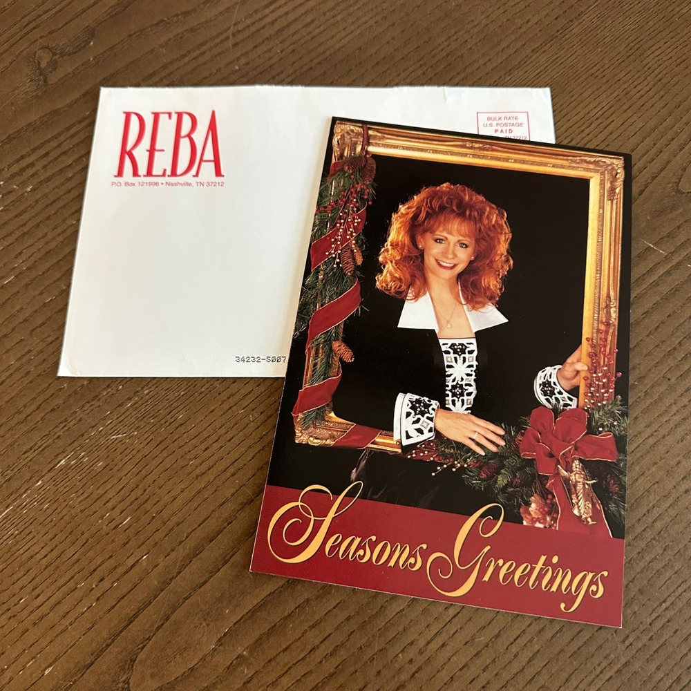 Reba McEntire Seasons Greetings Christmas Card‎ with Original Envelope Vintage
